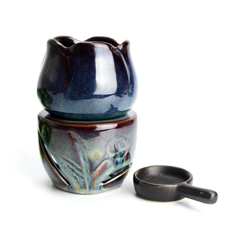 Ceramic Oil Burner - 大容量プリントアロマバーナーキャンドルキャンドルロマセラピーランプエッセンシャルオイルバーナー絶妙なギフトリビングルーム家の装飾