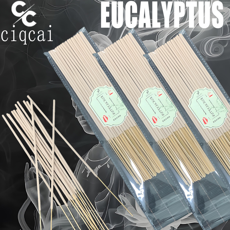Home Fragrance Eucalyptus - プレミアム厚手ユーカリ香スティック、長さ22cm/8本入り。 66インチの竹製お香スティック、ユーカリのお香粉から完全に手作業で作られ、新鮮でエレガントな香り、長時間燃焼、ヨガ、アロマセラピー、瞑想、臭気浄化、ハイキング、夏の家庭用に最適、ホリデーギフトに最適