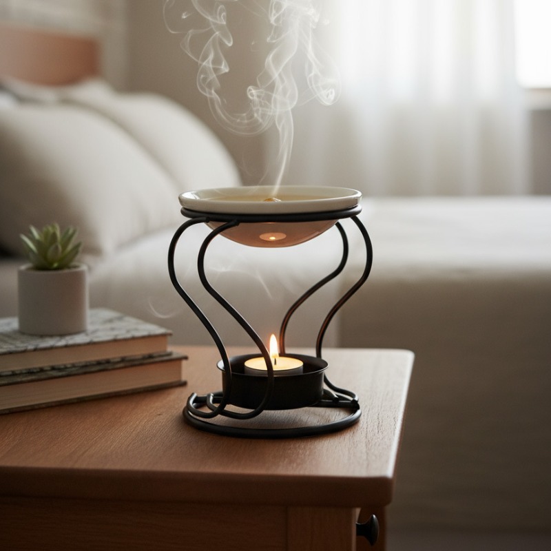 Ceramic Oil Burner - メタルティーライト、セラミックティーライト、キャンドルオイルバーナーウォーマー、アロマセラピーワックスキャンドル、タルトウォーマーディフューザー、ホーム寝室の装飾用