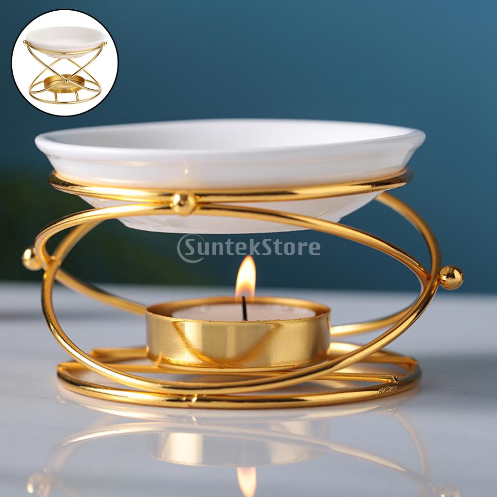 Ceramic Oil Burner - メタルオイルバーナー、ワックスメルト、セラミックキャンドルホルダー、アロマオイルウォーマー、スパ、ヨガ、瞑想、家の装飾、エッセンシャルオイルバーナー