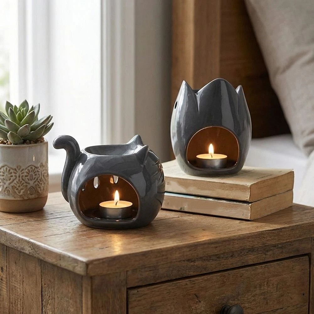 Ceramic Oil Burner - セラミック香炉漫画動物耐熱油拡散炉中空キャンドル加熱ホルダーホームオフィス装飾