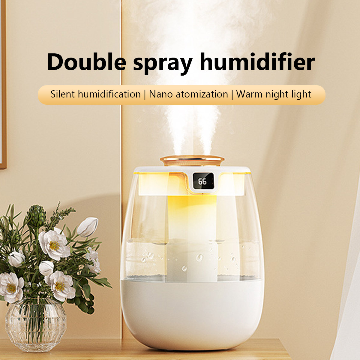Home Fragrance Mist - 1.3L 空気加湿器ダブルスプレーポートクールミストメーカーフレグランスディフューザーホームオフィスエッセンシャルオイルアロマ加湿器清浄機